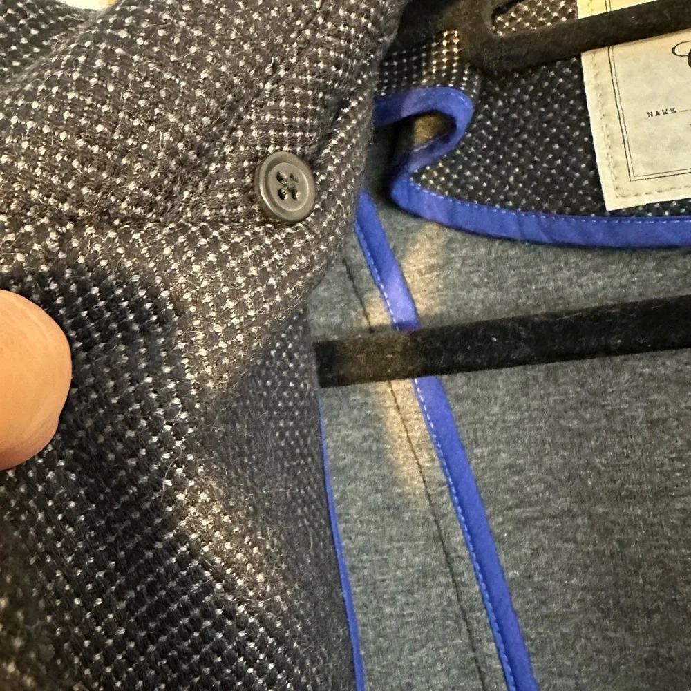 Anthropologie Cartonnier Gray Short Jacket with Faux Fur Trim. - Picture 7 of 11